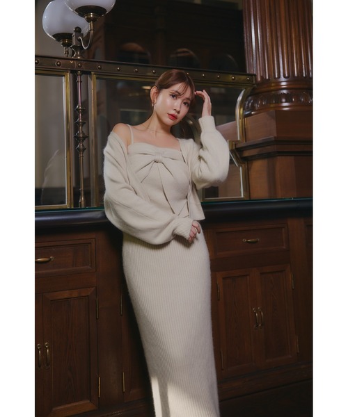 Lydie Ribbon-Tie Knit Ensemble（カーディガン/ボレロ）｜Her lip to