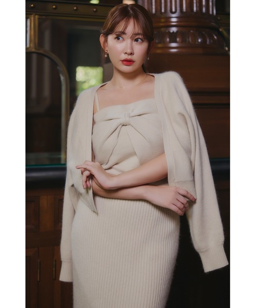 Lydie Ribbon-Tie Knit Ensemble（カーディガン/ボレロ）｜Her lip to