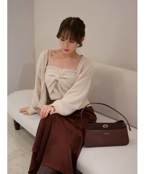 Lydie Ribbon-Tie Knit Ensemble（カーディガン/ボレロ）｜Her lip to