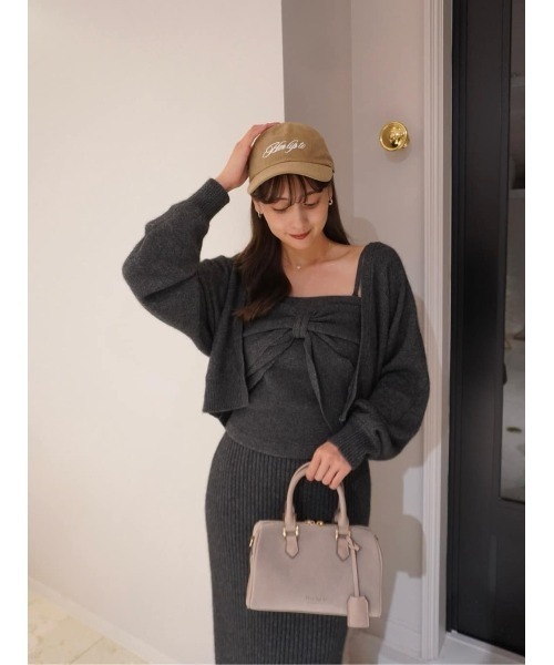 Lydie Ribbon-Tie Knit Ensemble（カーディガン/ボレロ）｜Her lip to