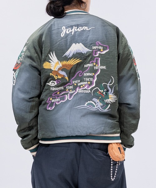 セール】【22】ヴィンテージ加工 レーヨンサテン スーベニアジャケット