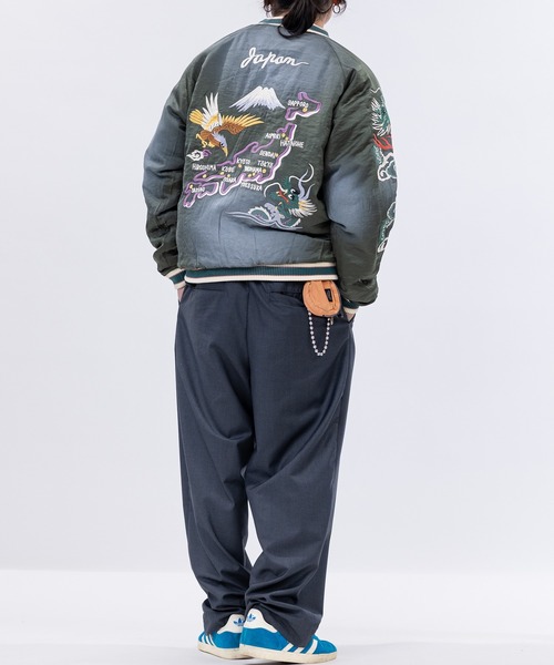 セール】【22】ヴィンテージ加工 レーヨンサテン スーベニアジャケット