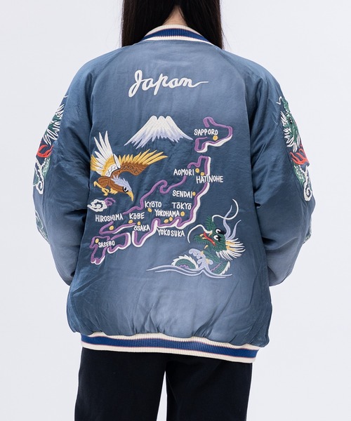 セール】【22】ヴィンテージ加工 レーヨンサテン スーベニアジャケット