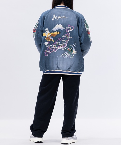 セール】【22】ヴィンテージ加工 レーヨンサテン スーベニアジャケット