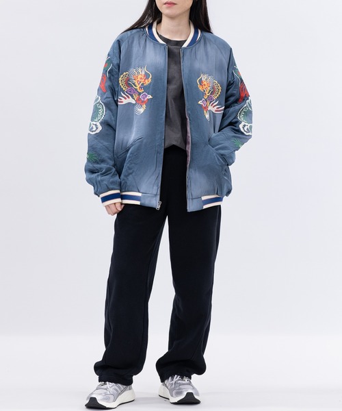 ヴィンテージ・スカジャン・レーヨンサテン セール】【22】ヴィンテージ加工 レーヨンサテン スーベニアジャケット