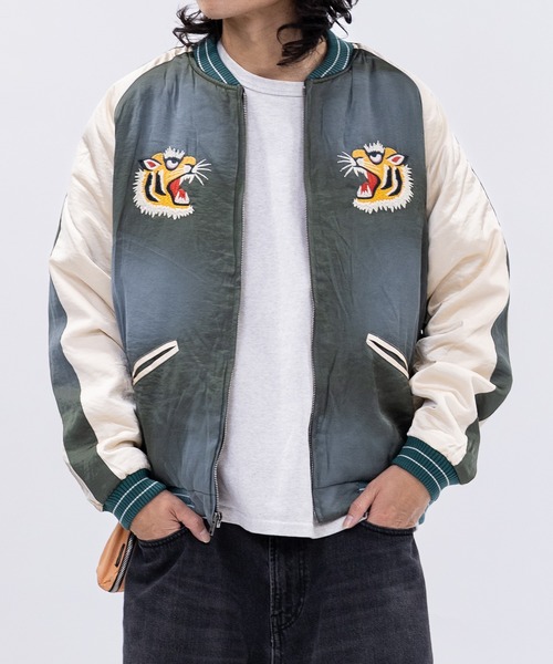 セール】【22】ヴィンテージ加工 レーヨンサテン スーベニアジャケット