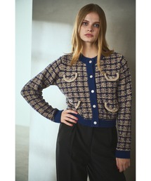 Scarlett Knit Cardigan ツィードブークレーチェックカーディガン