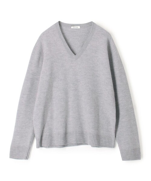 EDITION（エディション）の「スラブ縮絨 Vネックプルオーバー（ニット/セーター・メンズ・ブラック/ライトグレー・M/S）」の2枚目の写真