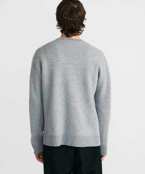 EDITION（エディション）の「スラブ縮絨 Vネックプルオーバー（ニット/セーター・メンズ・ブラック/ライトグレー・M/S）」の6枚目の写真