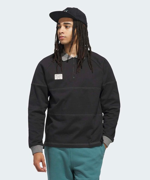 adidas(アディダス)の「シュムーフォイルヘビーウェイト ラグビー長袖シャツ / ロンT / アディダスオリジナルス adidas Originals(Tシャツ/カットソー・メンズ・ブラック/ホワイト×グリーン・XX-LARGE/LARGE/MEDIUM/X-LARGE/SMALL/3XL/X-SMALL)」の4枚目の写真