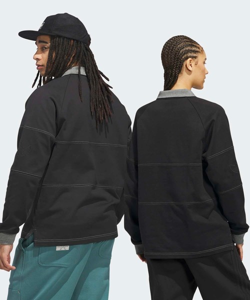 adidas(アディダス)の「シュムーフォイルヘビーウェイト ラグビー長袖シャツ / ロンT / アディダスオリジナルス adidas Originals(Tシャツ/カットソー・メンズ・ブラック/ホワイト×グリーン・XX-LARGE/LARGE/MEDIUM/X-LARGE/SMALL/3XL/X-SMALL)」の3枚目の写真