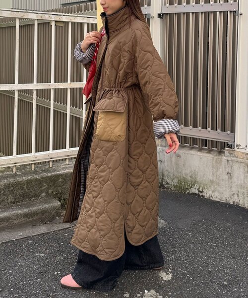 CIAOPANIC（チャオパニック）の「襟ボア配色キルティングロングコート（その他アウター・レディース・カーキ/ブラック/ブラウン・1）」の13枚目の写真
