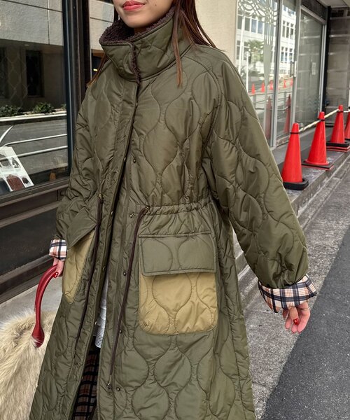 CIAOPANIC（チャオパニック）の「襟ボア配色キルティングロングコート（その他アウター・レディース・カーキ/ブラック/ブラウン・1）」の16枚目の写真
