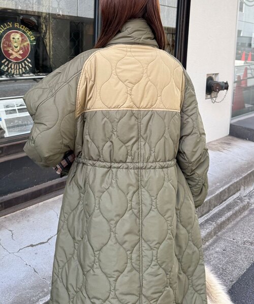 襟ボア配色キルティングロングコート（その他アウター）｜CIAOPANIC