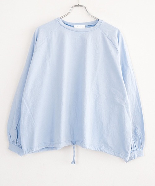 SOLAMONAT(ソラモナ)の「パフ天竺 裾ヒモ長袖 プルオーバー(Tシャツ/カットソー・レディース・杢グレー/ホワイト/ライトピンク/ライトブルー/ブラック・FREE)」の4枚目の写真