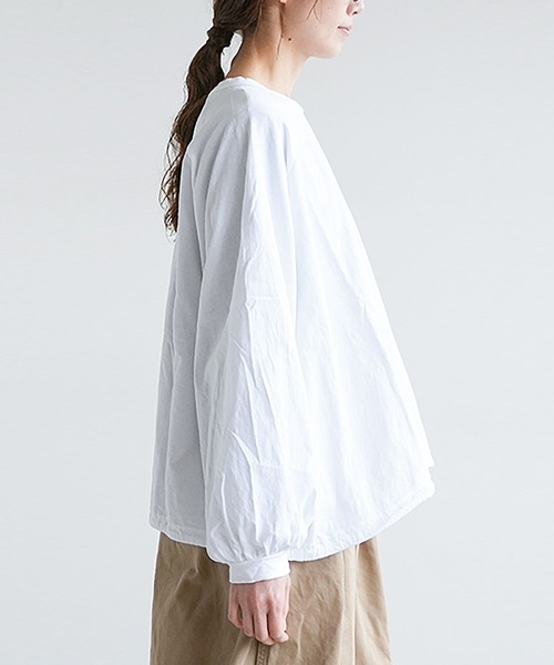 SOLAMONAT(ソラモナ)の「パフ天竺 裾ヒモ長袖 プルオーバー(Tシャツ/カットソー・レディース・杢グレー/ホワイト/ライトピンク/ライトブルー/ブラック・FREE)」の15枚目の写真