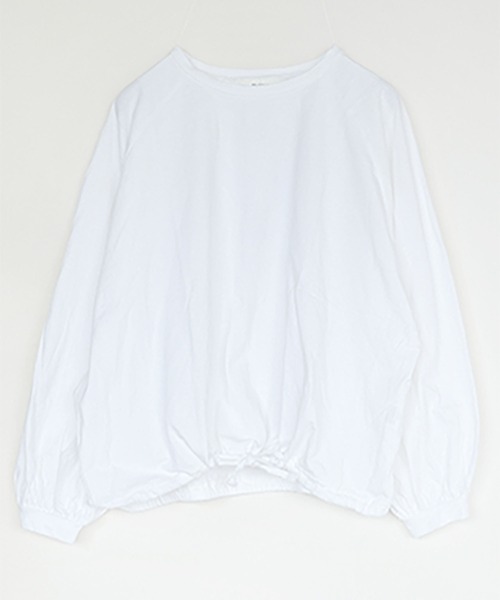 SOLAMONAT(ソラモナ)の「パフ天竺 裾ヒモ長袖 プルオーバー(Tシャツ/カットソー・レディース・杢グレー/ホワイト/ライトピンク/ライトブルー/ブラック・FREE)」の10枚目の写真