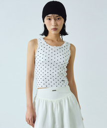 DOT LACE SLEEVELESS TOP_IVORY