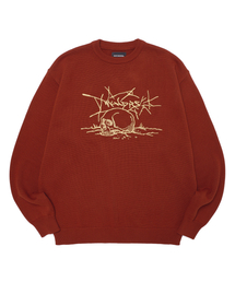 SKULL KNITTED SWEATER (BURGUNDY)