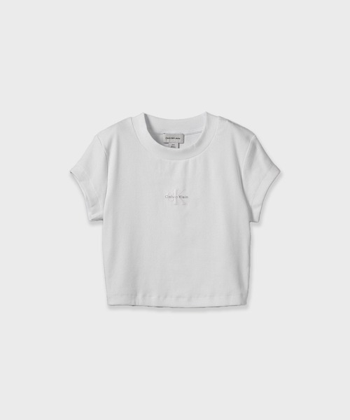 Calvin Klein(カルバン・クライン)の「Calvin Klein A-MONOGRAM BABY TEE / 47AB802 (Tシャツ/カットソー・レディース・ホワイト/ブラック・M/S)」の1枚目の写真