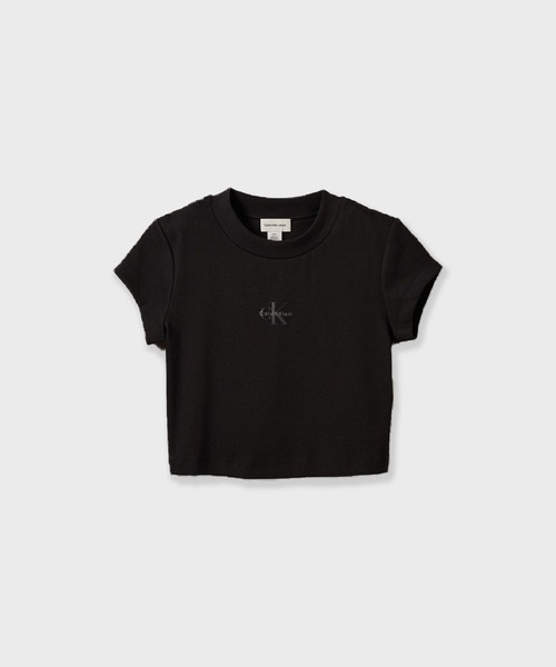 Calvin Klein(カルバン・クライン)の「Calvin Klein A-MONOGRAM BABY TEE / 47AB802 (Tシャツ/カットソー・レディース・ホワイト/ブラック・M/S)」の2枚目の写真