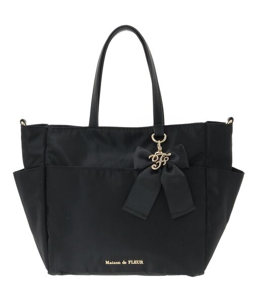 撥水加工リボンチャームマルチポケットトートS（トートバッグ