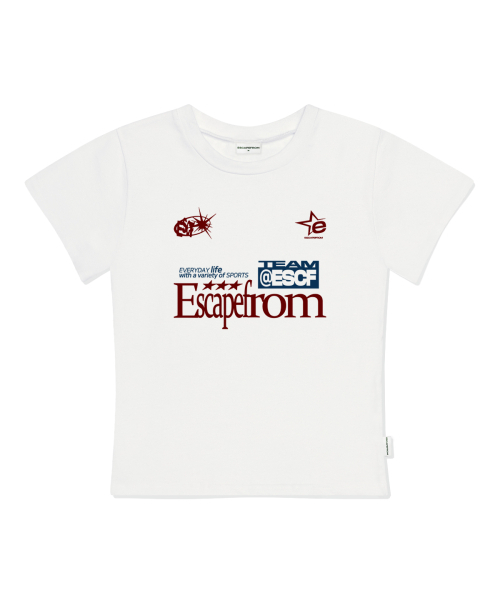 ESCAPEFROM（エスケープフロム）の「ESCF スポーツプリントスリムフィット半袖Tシャツアイボリー（Tシャツ/カットソー・レディース・その他・MEDIUM）」の2枚目の写真