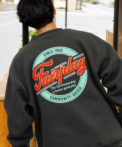 セール】グラフィック ワイド スウェット プルオーバー 裏起毛 長袖