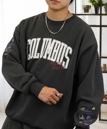 グラフィック ワイド スウェット プルオーバー 裏起毛 長袖 トレーナー 韓国