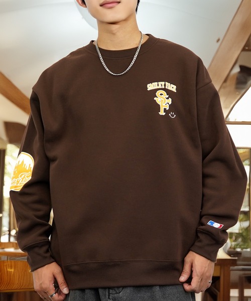 セール】グラフィック ワイド スウェット プルオーバー 裏起毛 長袖