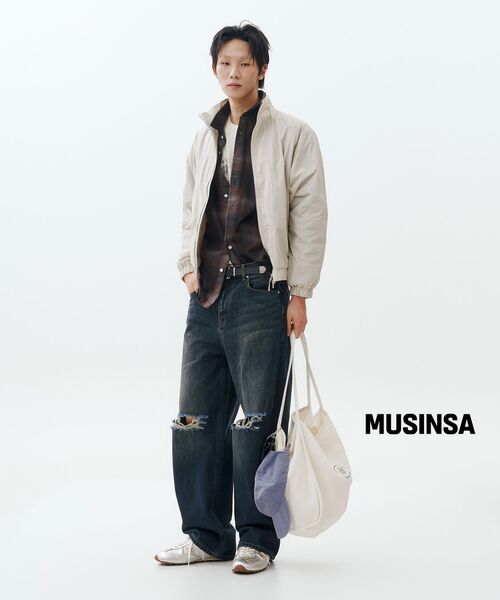 MUSINSA STANDARD（ムシンサスタンダード）の「ディストロイドニワイドデニムパンツ[ダークブルー]（デニムパンツ・メンズ・その他・29/30/31/33/26/27/28/40/38/42/36/34/32）」の6枚目の写真