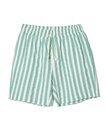 PARTIMENTO（パルティメント）の「ストライプバンディングイージーショーツグリーン（その他パンツ）」