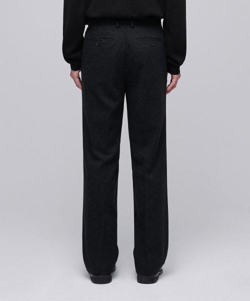ウールフランネルワイドスラックス【チャコールグレー】（スラックス