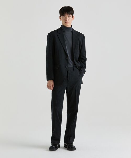 ウールフランネルワイドスラックス【チャコールグレー】（スラックス