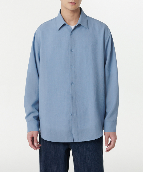 MUSINSA STANDARD（ムシンサスタンダード）の「リラックスドリネンライクシャツ[サックスブルー]（シャツ/ブラウス・メンズ・その他・SMALL/MEDIUM/LARGE/X-LARGE/XX-LARGE）」の2枚目の写真
