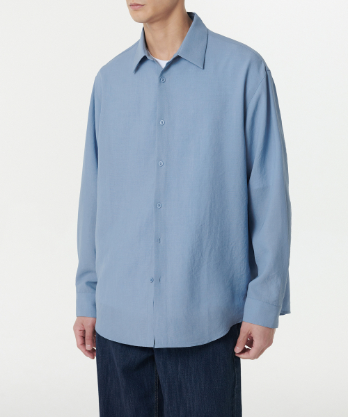 MUSINSA STANDARD（ムシンサスタンダード）の「リラックスドリネンライクシャツ[サックスブルー]（シャツ/ブラウス・メンズ・その他・SMALL/MEDIUM/LARGE/X-LARGE/XX-LARGE）」の3枚目の写真