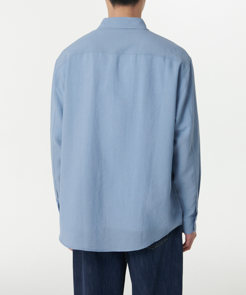 MUSINSA STANDARD（ムシンサスタンダード）の「リラックスドリネンライクシャツ[サックスブルー]（シャツ/ブラウス・メンズ・その他・SMALL/MEDIUM/LARGE/X-LARGE/XX-LARGE）」の4枚目の写真