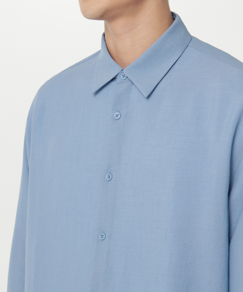 MUSINSA STANDARD（ムシンサスタンダード）の「リラックスドリネンライクシャツ[サックスブルー]（シャツ/ブラウス・メンズ・その他・SMALL/MEDIUM/LARGE/X-LARGE/XX-LARGE）」の5枚目の写真