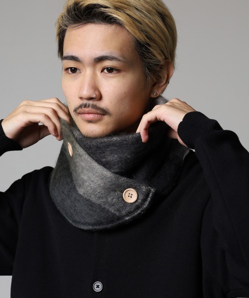 セール】織モヘア風ネック 無地-チェック（ネックウォーマー/スヌード