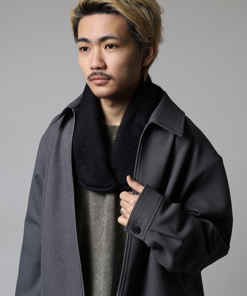 セール】織モヘア風ネック 無地-チェック（ネックウォーマー/スヌード