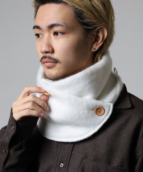 セール】織モヘア風ネック 無地-チェック（ネックウォーマー/スヌード