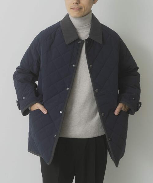 ITEMS URBANRESEARCH（アイテムズ アーバンリサーチ）の「襟コーデュロイ 中綿キルティングジャケット（ダウンジャケット/コート・メンズ・ブラック系その他/ブルー系その他/ネイビー/ブラック・LARGE/MEDIUM）」の4枚目の写真