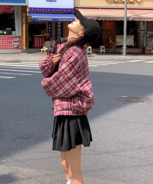 Ritzy(リッツィー)の「2WAY 無地&チェックリバーシブル エコダウンジャケット(ダウンジャケット/コート・レディース・ネイビー/ブラック・L/M)」の15枚目の写真