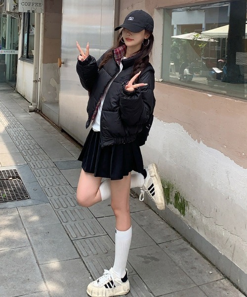 Ritzy(リッツィー)の「2WAY 無地&チェックリバーシブル エコダウンジャケット(ダウンジャケット/コート・レディース・ネイビー/ブラック・L/M)」の18枚目の写真