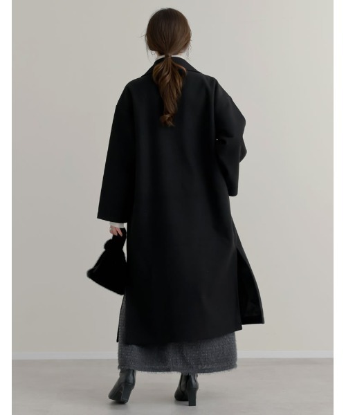 Re:EDIT（リエディ）の「サイドスリットロングチェスターコート（ステンカラーコート・レディース・ブラック/ベージュ/チャコール/アイボリー・MEDIUM）」の7枚目の写真