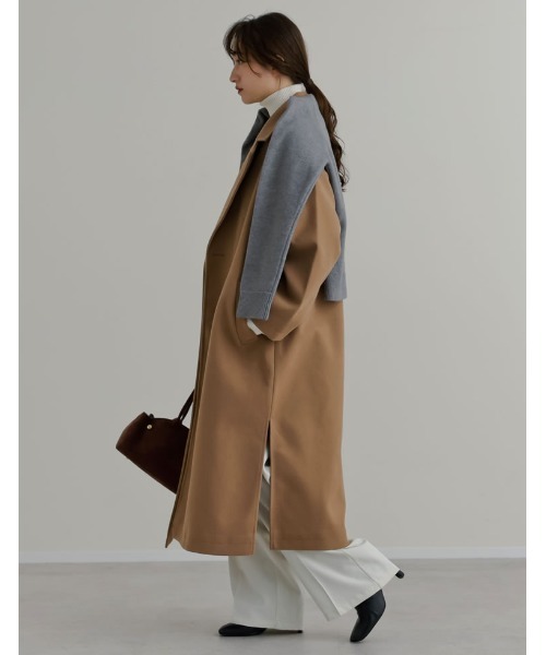 Re:EDIT（リエディ）の「サイドスリットロングチェスターコート（ステンカラーコート・レディース・ブラック/ベージュ/チャコール/アイボリー・MEDIUM）」の11枚目の写真