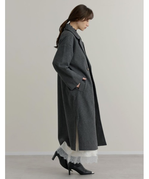 Re:EDIT（リエディ）の「サイドスリットロングチェスターコート（ステンカラーコート・レディース・ブラック/ベージュ/チャコール/アイボリー・MEDIUM）」の17枚目の写真