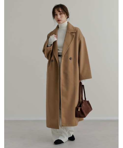 Re:EDIT（リエディ）の「サイドスリットロングチェスターコート（ステンカラーコート・レディース・ブラック/ベージュ/チャコール/アイボリー・MEDIUM）」の9枚目の写真