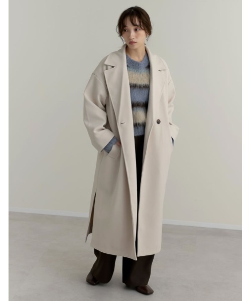 Re:EDIT（リエディ）の「サイドスリットロングチェスターコート（ステンカラーコート・レディース・ブラック/ベージュ/チャコール/アイボリー・MEDIUM）」の15枚目の写真