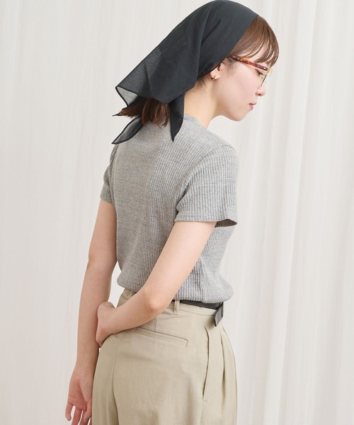 fig London(フィグロンドン)の「DAILY rib henry Tshirt(Tシャツ/カットソー・レディース・グレー/ブラック・FREE)」の8枚目の写真